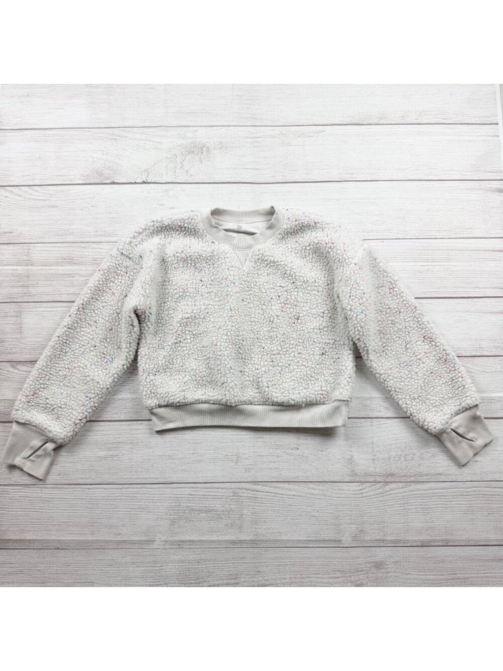 All In Motion Sherpa Pullover Crewneck Top MultiColor Textured Long Sleeve M 8